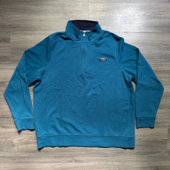L.L. Bean Men's Comfort Stretch Pique Quater Zip Pullover - Blue - Picture 1 of 7